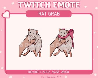 Emote fofo de rato segurando | Twitch | Discord | Rato branco agarrando laço Kawaii
