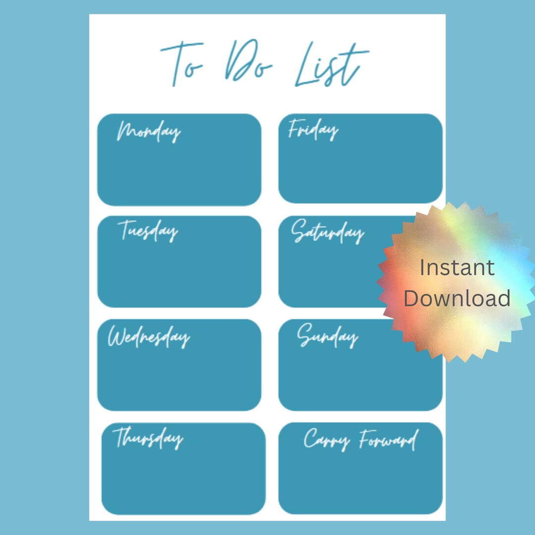 Printable to do list print your own weekly planner instantly etsy