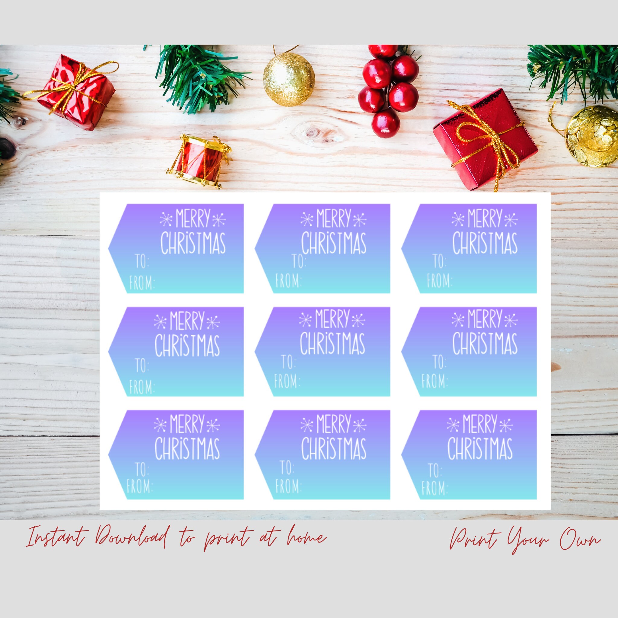 Printable Blue Christmas Gift Tags, Great Quality and Easy to Print as ...