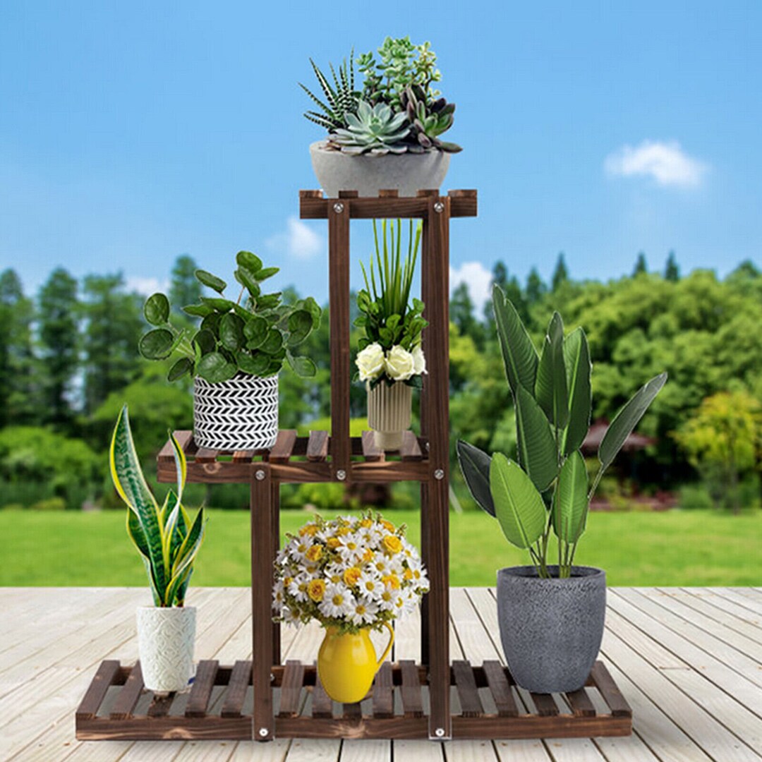 3 Tire Wood Plant Stand Vertical Display Shelf Flower Pot Etsy