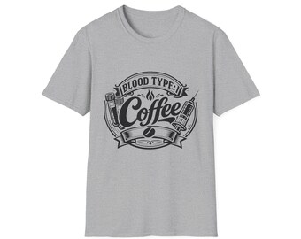 Blood Type Coffee Funny Nurse T-Shirt, Medical Humor Coffee Lover Vintage Graphic Tee, Gift for Nurse