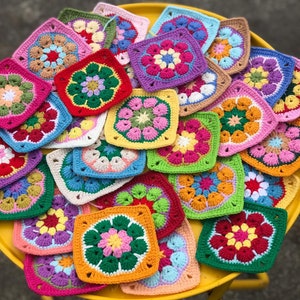 African Multicolor Granny Square Set for DIY Projects, Granny Squares, Crochet Kit, Granny Squares For Crochet Projects, Mother day gift