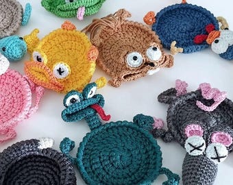 Set Squirrel Mug Rug Crochet Scrat From Ice Age, Saber-toothed squirrel coaster, Squirrel crochet, home decoration, Halloween decoration