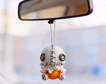 Car hanging creepy cute stitched doll, Handmade Crochet Voodoo Doll, Premium Cotton Car Charm & Bag Pendant, Halloween Gift decoration