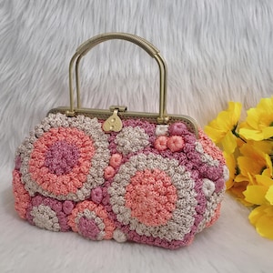 Gehäkelte Crossbody handgefertigte Tasche, Koralle Luxustasche, Abendtasche, Blumentasche, Muttertagsgeschenk, Ostergeschenk