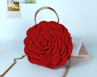 Rose bag, Crochet crossbody handmade bag, luxury bag, evening purse, flower bag floral bag, mother day gift
