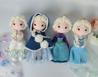 Queen Elsa doll, Crochet princess doll, beautiful girl princess plushies, frozen plushie, gift for sister, Halloween decoration decor