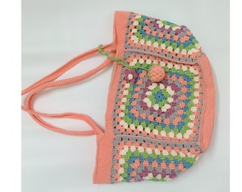 Granny square bag, Crochet handmade shoulder bag, Beach grocery bag, Big tote bag, mother day gift