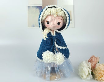 Queen Elsa doll, Crochet princess doll, girl princess plushies, frozen plushie, gift for girl, mother day gift