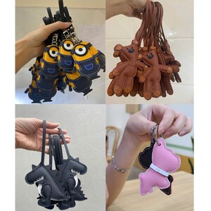 Custom Leather Bag Charm, Personalized Purse Accessory, Luggage Tag, Dog Charm, Minion bag charm, Teddy bag charm, Halloween bag charm