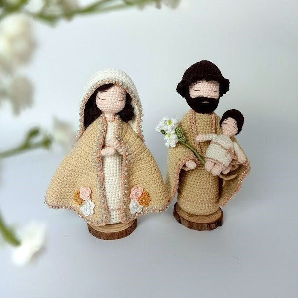 Holy Family of Nazareth, Nativity Set: Joseph, Mary, and Baby Jesus, Blessed Mother Doll, Catholic Doll Set, mother day gift