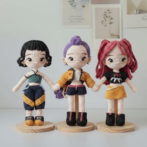Huntr/x Kpop Demon Hunter Girls: Rumi, Mira, and Zoey, crochet doll, Kpop Demon Hunter Plushies, Xmas Christmas gift, black friday sale off