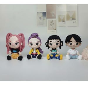 Huntr/x Kpop Demon Hunter Girls: Rumi, Mira, and Zoey, crochet doll, Kpop Demon Hunter Plushies, Xmas Christmas gift, black friday sale off