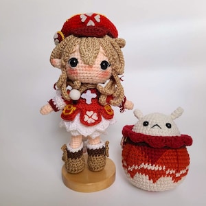 Crochet amigurumi doll, genshin impact plushies, klee jumpy dumpty, klee dodoco keychain, genshin crochet keychain, Halloween decoration