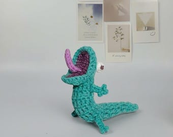 Handmade Tom Lizard Crochet Doll, Tom Lizard Hoppers Amigurumi, Hoppers Characters Doll Plush, Lizard screaming meme, Halloween decoration