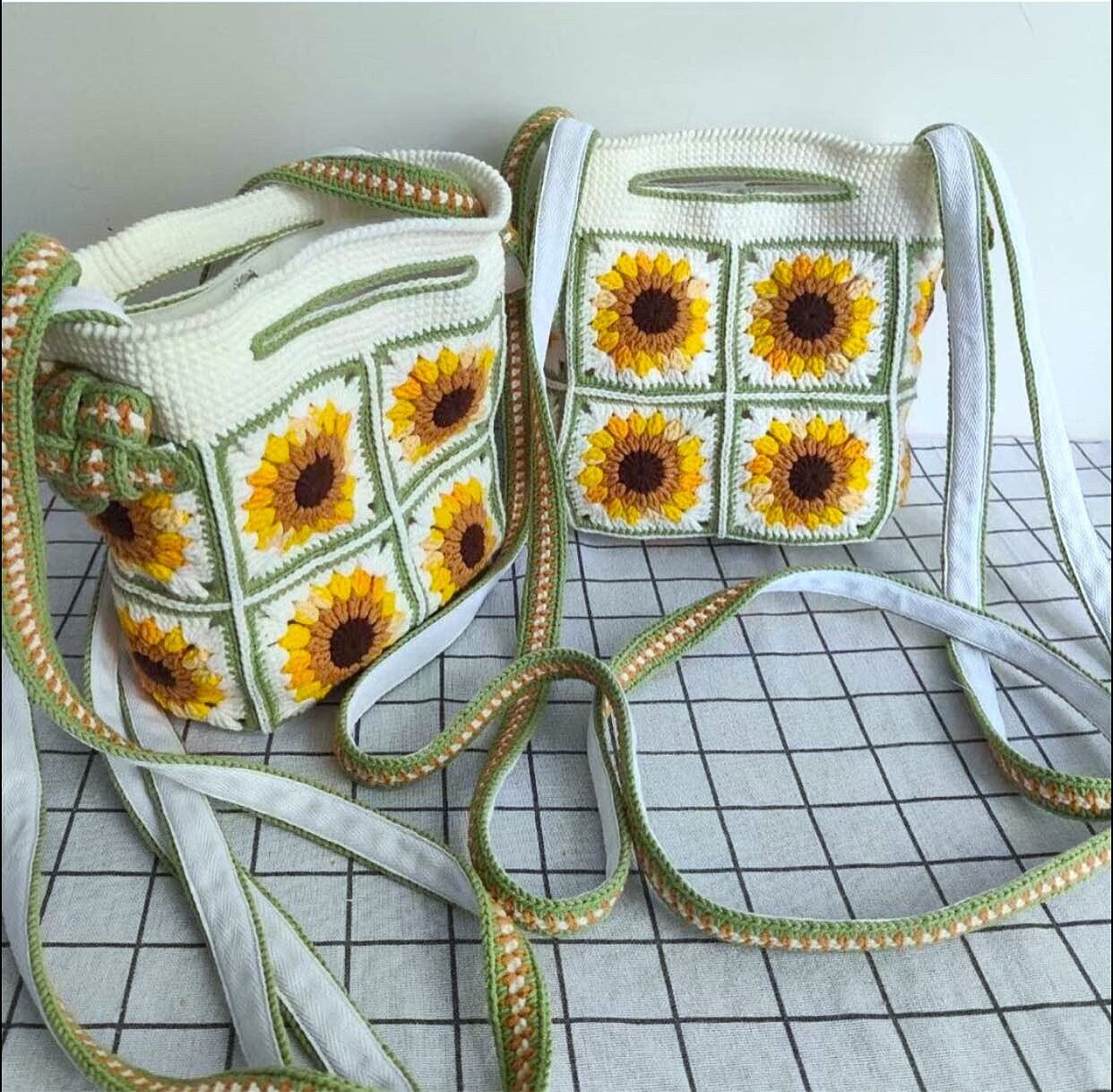 Sunflower crochet bag, Crossbody flower bag, Crochet Granny square bag, small floral handbag, summer bag, mother day gift, easter gift