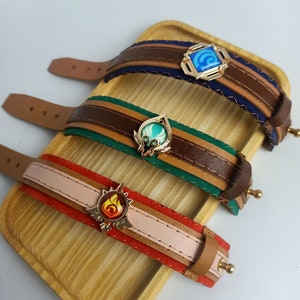 Genshin vision Leather Bracelet, Men Woman Bracelet, leather wristband, Boho Leather Jewelry, mother day gift, easter gift