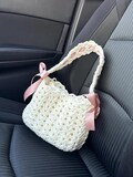 Bow bag, Woman shoulder bag, crochet handmade bag, minimalist bag, Coquette Shoulder Bag, Mother day gift, back to school product logo