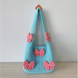 Bow bag, Woman shoulder bag, crochet handmade bag, minimalist bag, Coquette Shoulder Bag, Mother day gift, easter gift