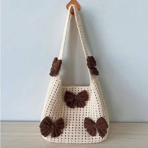 Bow bag, Woman shoulder bag, crochet handmade bag, minimalist bag, Coquette Shoulder Bag, Mother day gift, easter gift