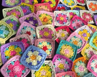 Sakura Multicolor Granny Square Set for DIY Projects, Cherry blossom Granny Squares, Crochet Kit, flower Granny Squares For Crochet Projects