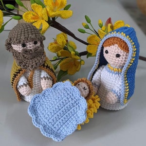 Holy Family of Nazareth, Nativity Set: Joseph, Mary, and Baby Jesus, Blessed Mother Doll, Catholic Doll Set, Christmas decoration, Xmas gift