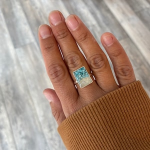 Sterling Silver Turquoise and Australian Opal ring size 6.5