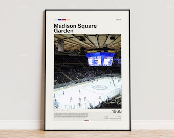 Madison Square Garden Poster, New York Rangers Poster Print, NHL Arena Poster, Sports Poster,  Mid Century Modern, Hockey Fan Gift Print