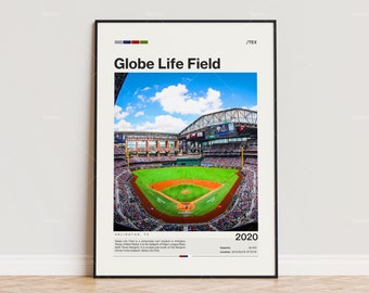 Globe Life Field Poster, Texas Rangers Poster Print, MLB Stadium Poster, Sports Poster,  Mid Century Modern, Baseball Fan Gift Print