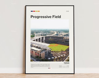 Progressive Field Poster, Cleveland Guardians Poster Print, MLB Stadium Poster, Sports Poster,  Mid Century Modern, Baseball Fan Gift Print