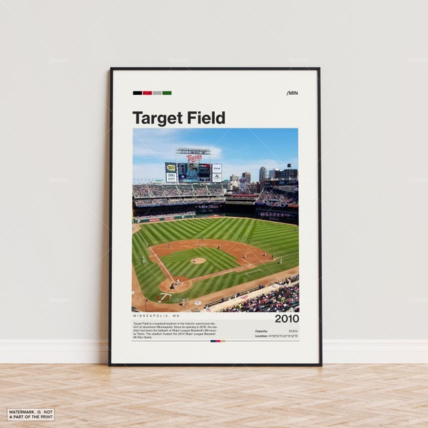 Doelveld poster, Minnesota Twins poster print, MLB stadion poster, sport poster, Mid Century Modern, honkbal fan cadeau print