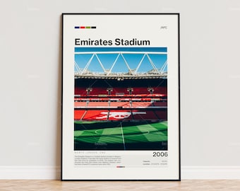 Poster dell'Emirates Stadium, stampa del poster dell'Arsenal FC, poster dello stadio di calcio, arte della Premier League, poster sportivo, stampa regalo per tifosi di calcio