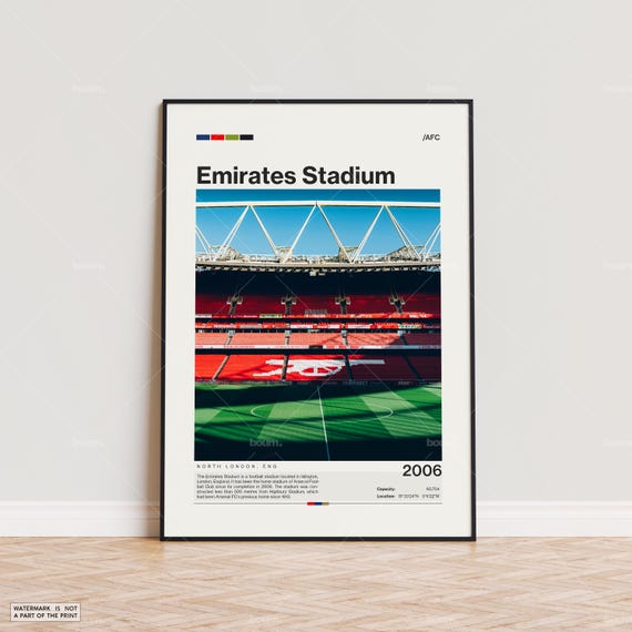 Emirates Stadium Poster, Arsenal FC Poster Print, Football Stadium Poster, Premier League Soccer Art, Sports Poster, Soccer Fan Gift Print