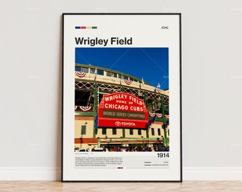 Wrigley Field Poster, Chicago Cubs Poster Print, MLB Stadium Poster, Sports Poster,  Mid Century Modern, Baseball Fan Gift Print