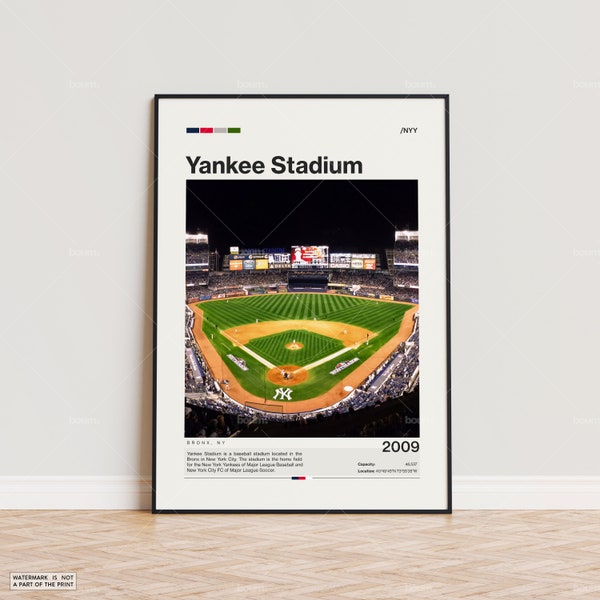 Yankee Stadium Poster, New York Yankees Poster Print, MLB Stadium Poster, Sports Poster,  Mid Century Modern, Baseball Fan Gift Print