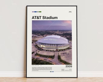 AT&T Stadium Poster, Dallas Cowboys Poster Print, NFL Stadium Poster, Sports Poster,  Mid Century Modern, Football Fan Gift Print