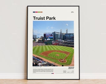 Truist Park Poster, Atlanta Braves Poster Print, MLB Stadium Poster, Sports Poster,  Mid Century Modern, Baseball Fan Gift Print