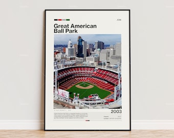 Great American Ball Park Poster, Cincinnati Reds Poster Print, MLB Stadium Poster, Sports Poster,  Mid Century Modern, Baseball Fan Gift