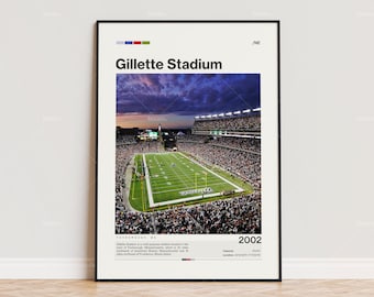Gillette Stadium Poster, New England Patriots Poster Print, NFL Stadium Poster, Sports Poster,  Mid Century Modern, Football Fan Gift Print