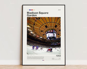 Madison Square Garden Poster, New York Rangers Poster Print, NHL Arena Poster, Sports Poster,  Mid Century Modern, Hockey Fan Gift Print