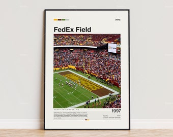 FedEx Field Poster, Washington Commanders Poster Print, NFL Stadium Poster, Sports Poster,  Mid Century Modern, Football Fan Gift Print