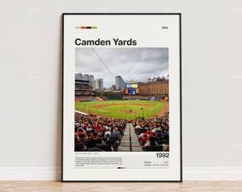 Camden Yards-poster, Baltimore Orioles-posterafdruk, MLB Stadium-poster, sportposter, halverwege de eeuw modern, honkbalfan cadeau-afdruk