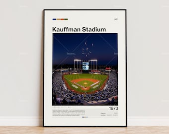 Kauffman Stadium Poster, Kansas City Royals Poster Print, MLB Stadium Poster, Sports Poster,  Mid Century Modern, Baseball Fan Gift Print