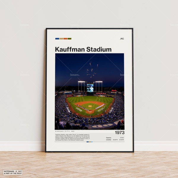 Kauffman Stadium Poster, Kansas City Royals Poster Print, MLB Stadium Poster, Sports Poster,  Mid Century Modern, Baseball Fan Gift Print