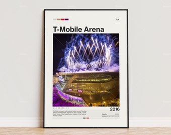 Affiche T-Mobile Arena, impression d’affiche des Golden Knights de Vegas, affiche d’arène de la LNH, affiche de sport, Mid Century Modern, impression cadeau de fan de hockey