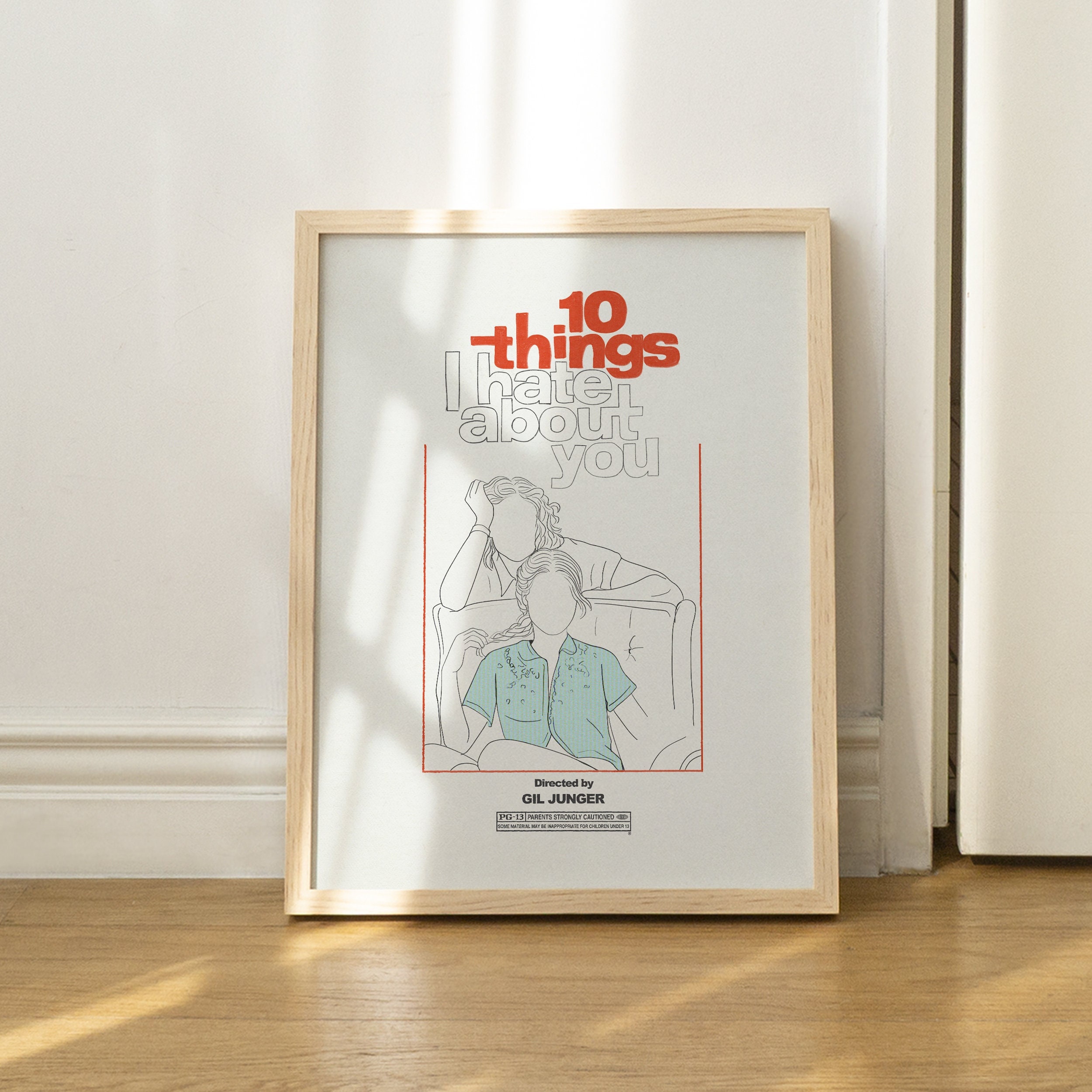 10 Things I Hate About You Minimalist Movie Poster, Print, Artwork, Framed  