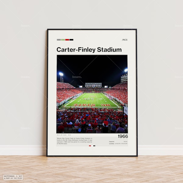 Carter-Finley Stadium Poster, NC State Wolfpack Poster Print, NCAA Stadium Poster, Sports Poster,  Mid Century Modern, Football Fan Gift