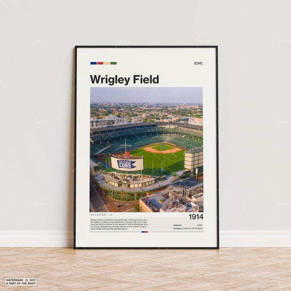 Wrigley Field Poster, Chicago Cubs Poster Print, MLB Stadium Poster, Sports Poster,  Mid Century Modern, Baseball Fan Gift Print