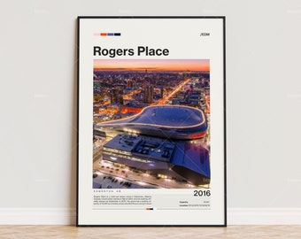 Rogers Place Poster, Edmonton Oilers Poster Print, NHL Arena Poster, Sports Poster,  Mid Century Modern, Hockey Fan Gift Print