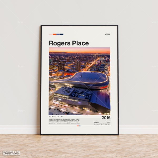 Rogers Place Poster, Edmonton Oilers Poster Print, NHL Arena Poster, Sports Poster,  Mid Century Modern, Hockey Fan Gift Print